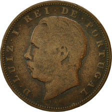 Coin, Portugal, Luiz I, 10 Reis, 1883, EF(40-45), Bronze, KM:526