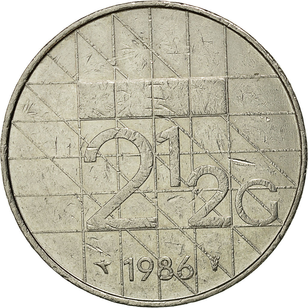 Munten, Nederland, Beatrix, 2-1/2 Gulden, 1986, ZF, Nickel, KM:206