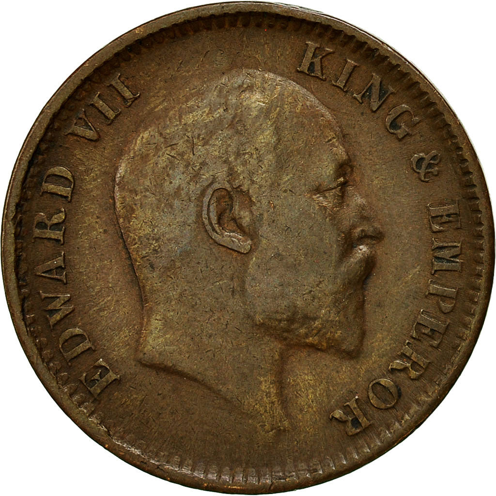 Coin, INDIA-BRITISH, Edward VII, 1/4 Anna, 1910, Calcutta, EF(40-45), Bronze