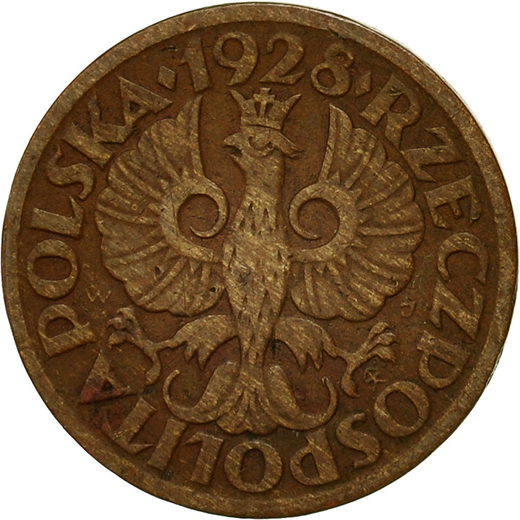 Coin, Poland, Grosz, 1928, Warsaw, AU(50-53), Bronze, KM:8a