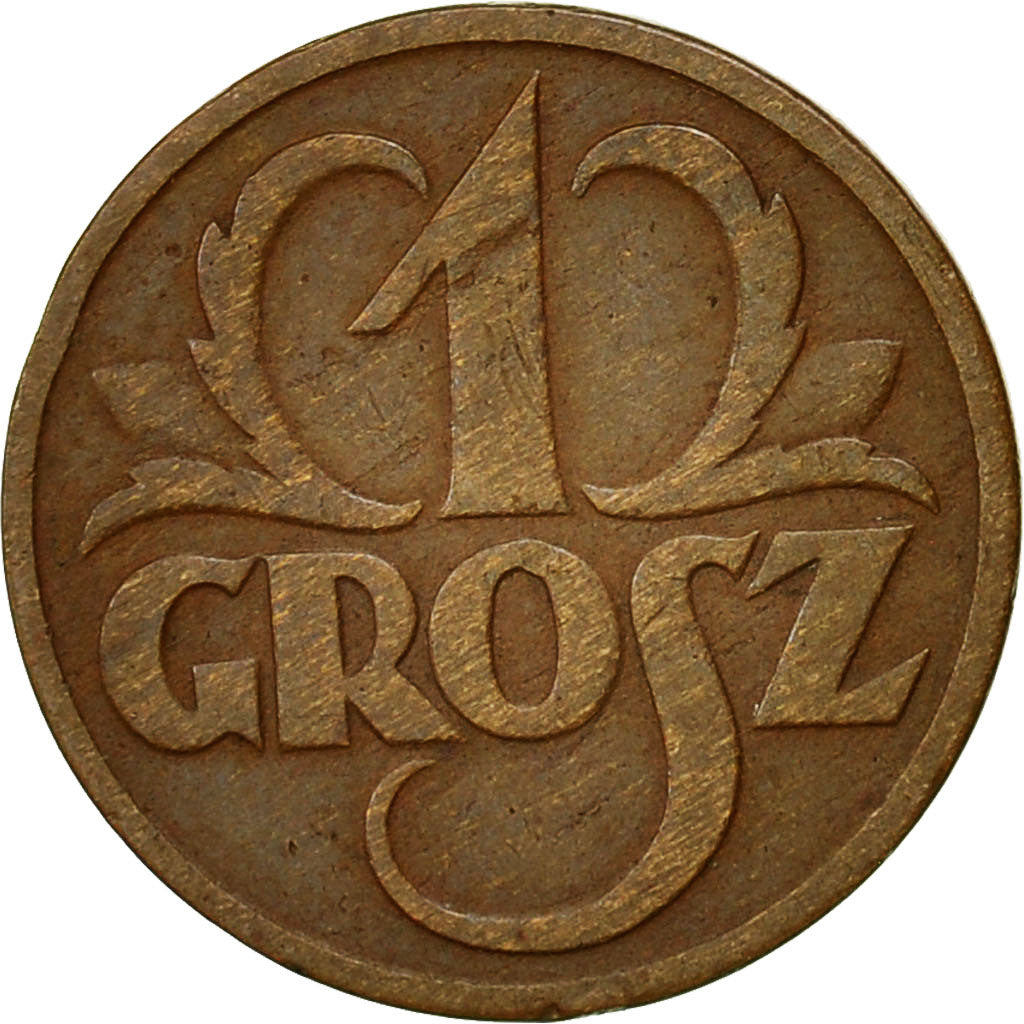 Coin, Poland, Grosz, 1928, Warsaw, AU(50-53), Bronze, KM:8a