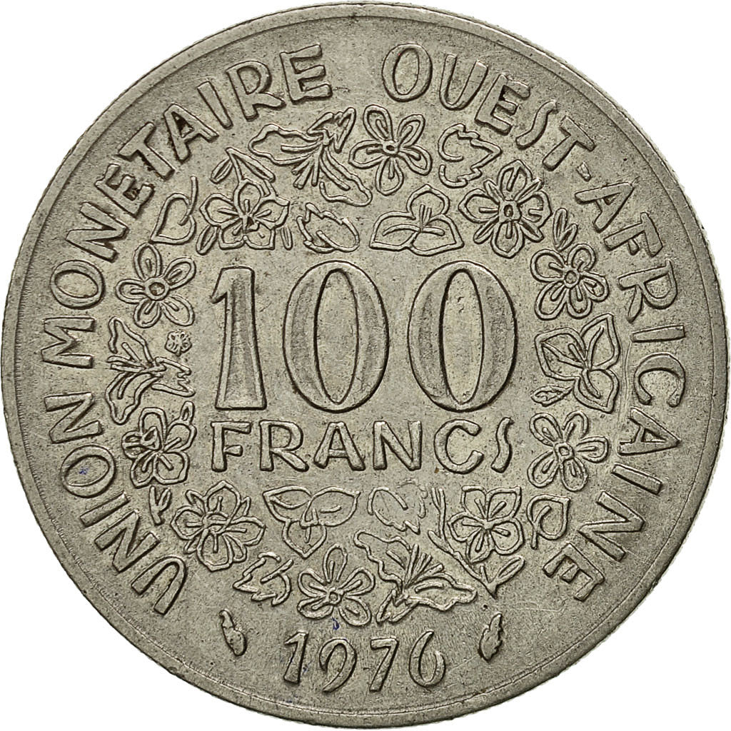 Moneda, Estados del África Occidental, 100 Francs, 1976, Paris, MBC, Níquel