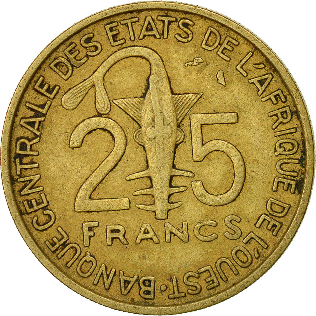 Coin, West African States, 25 Francs, 1971, Paris, EF(40-45), Aluminum-Bronze