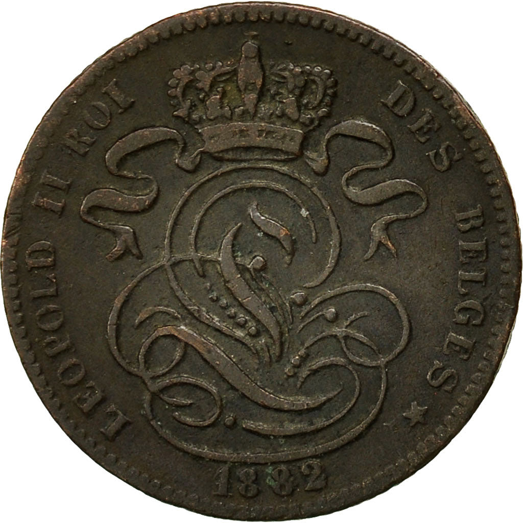 Coin, Belgium, Leopold II, Centime, 1882, EF(40-45), Copper, KM:33.1