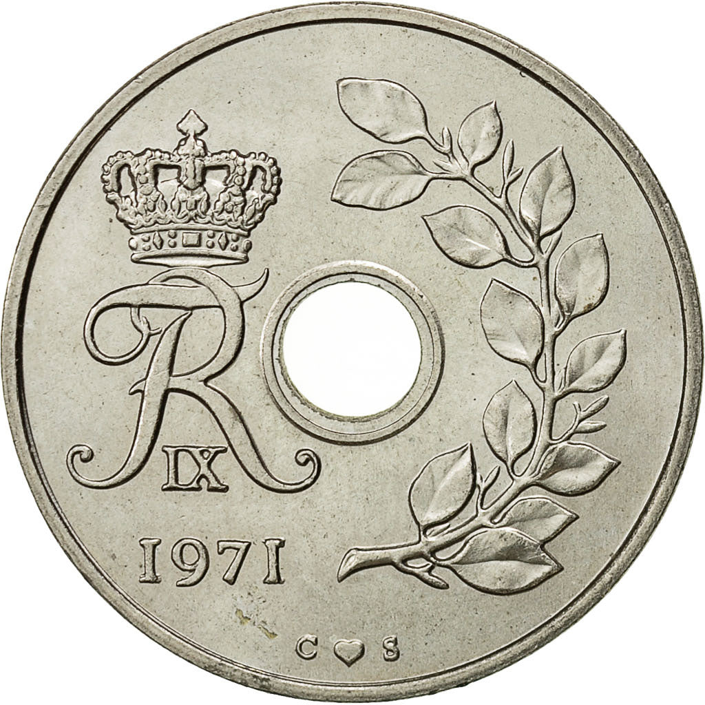 Münze, Dänemark, Frederik IX, 25 Öre, 1971, Copenhagen, VZ, Copper-nickel
