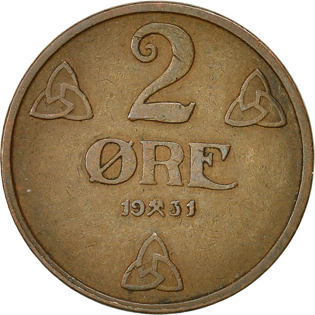 Coin, Norway, Haakon VII, 2 Öre, 1931, EF(40-45), Bronze, KM:371
