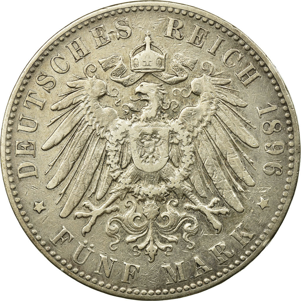 Moneta, Stati tedeschi, HAMBURG, 5 Mark, 1896, Hamburg, BB, Argento, KM:610