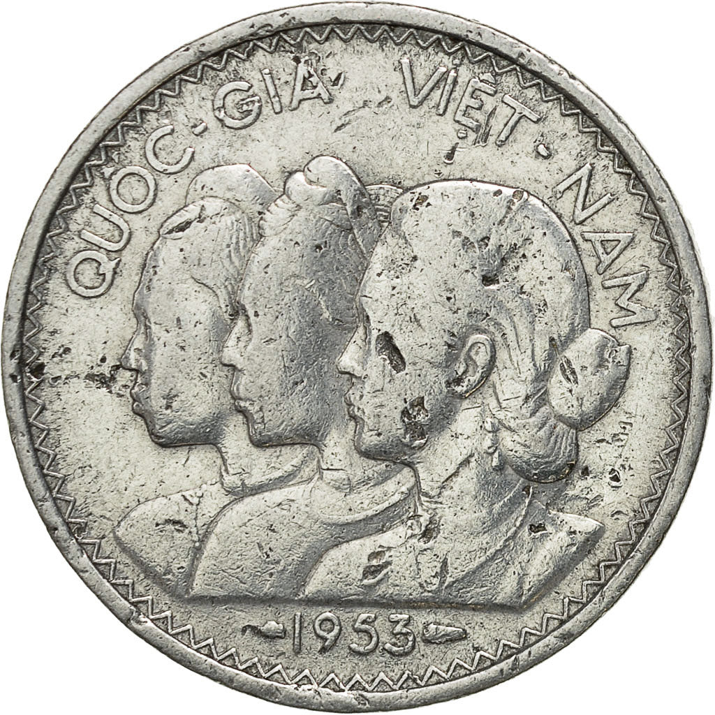 Coin, Vietnam, STATE OF SOUTH VIET NAM, 20 Su, 1953, Paris, VF(30-35), Aluminum