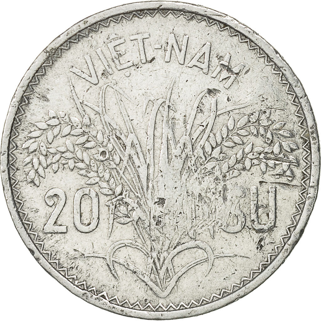 Coin, Vietnam, STATE OF SOUTH VIET NAM, 20 Su, 1953, Paris, VF(30-35), Aluminum