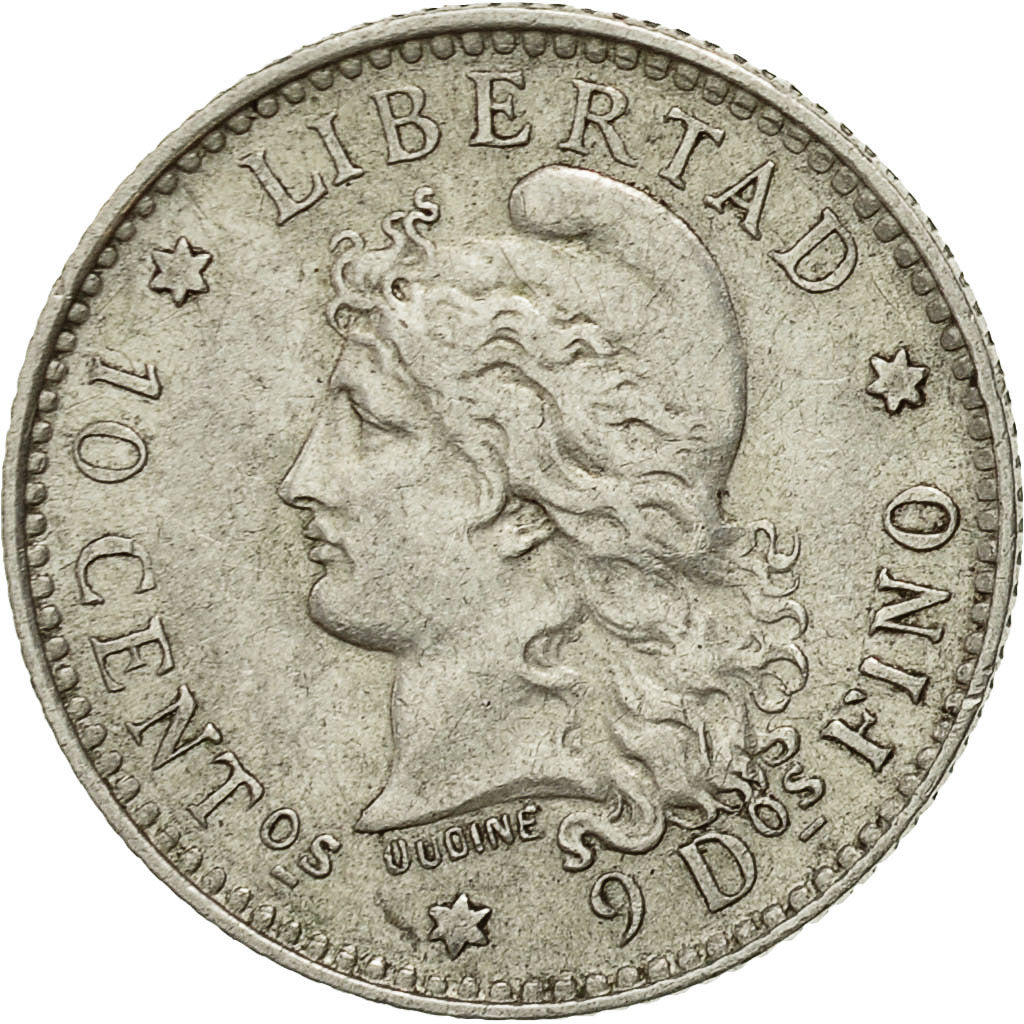 Argentinien, 10 Centavos, 1883, SS, Silber, KM:26