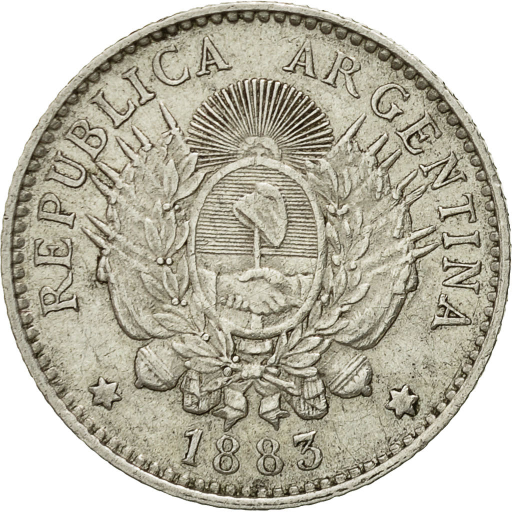 Argentinien, 10 Centavos, 1883, SS, Silber, KM:26