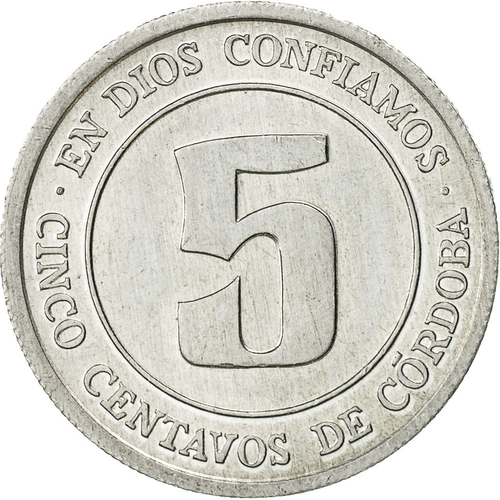 Coin, Nicaragua, 5 Centavos, 1974, AU(50-53), Aluminum, KM:28