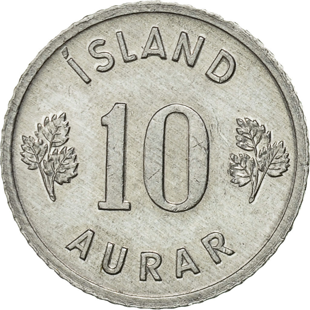Coin, Iceland, 10 Aurar, 1974, AU(50-53), Aluminum, KM:10a