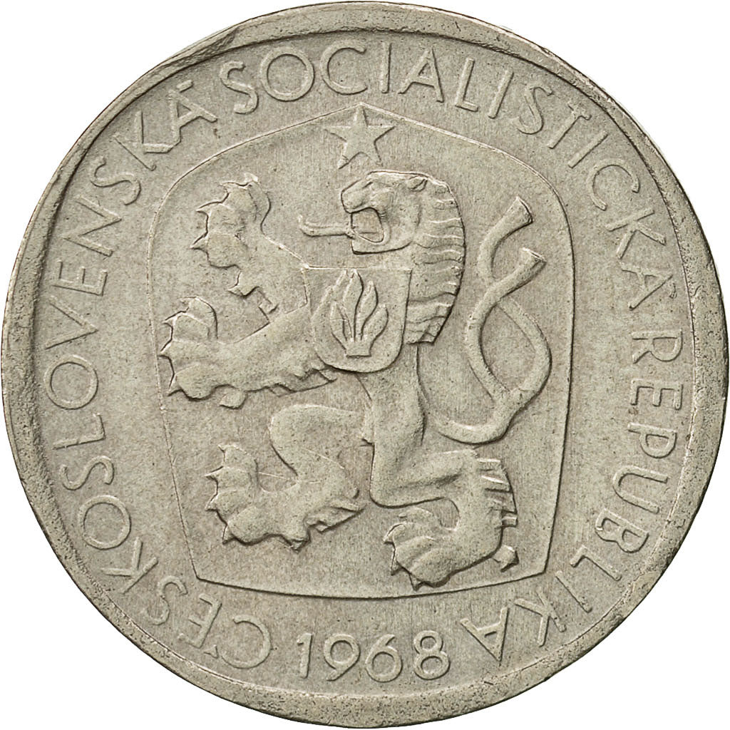 Coin, Czechoslovakia, 3 Koruny, 1968, AU(50-53), Copper-nickel, KM:57