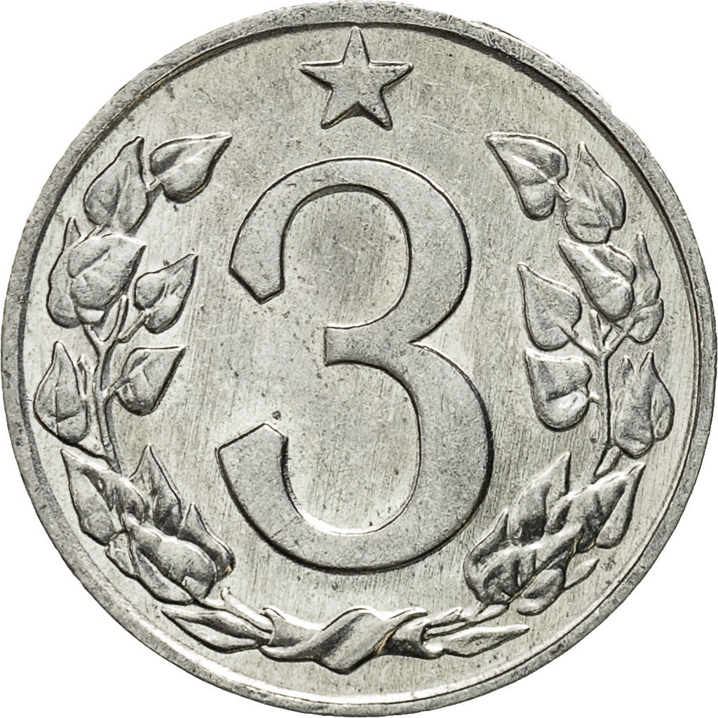 Czechoslovakia, 3 Halere, 1963, AU(50-53), Aluminum, KM:52