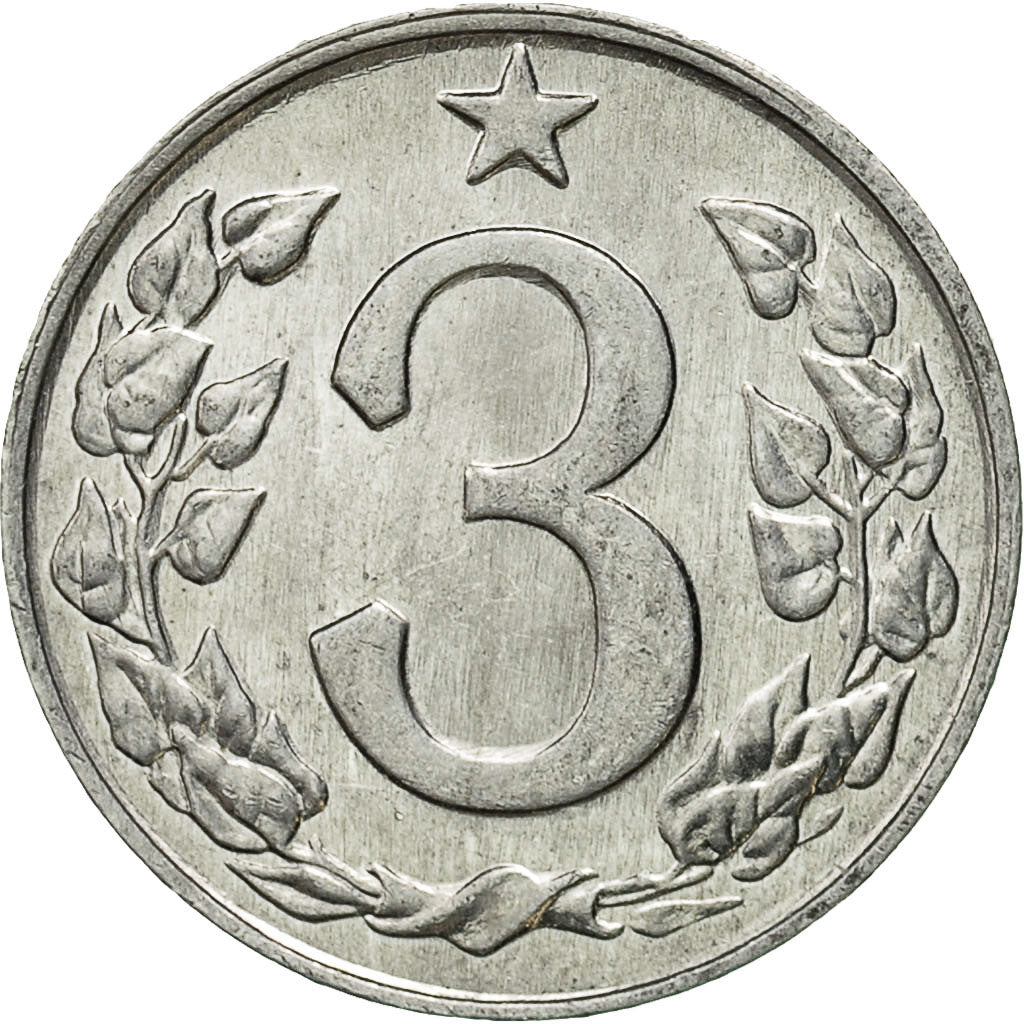 Tschechoslowakei, 3 Halere, 1963, SS, Aluminium, KM:52