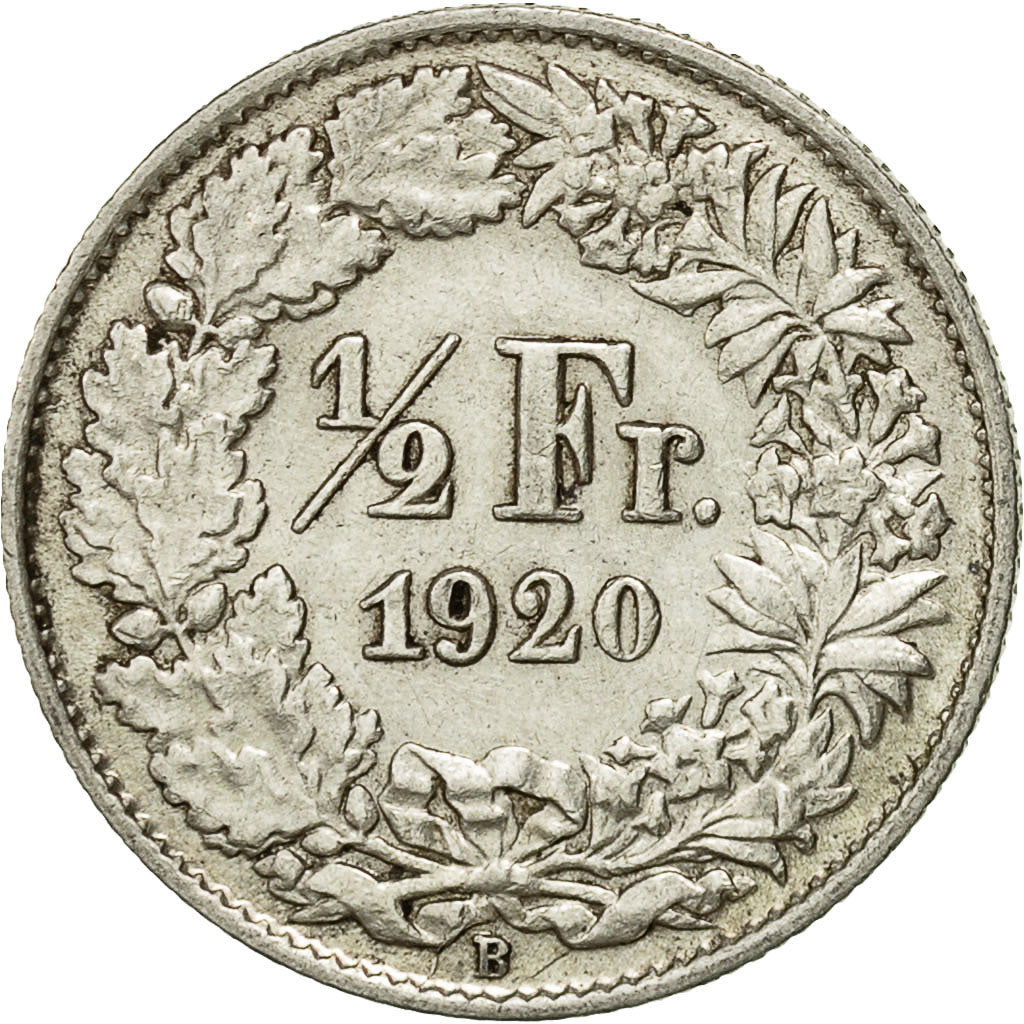 Münze, Schweiz, 1/2 Franc, 1920, Bern, SS+, Silber, KM:23