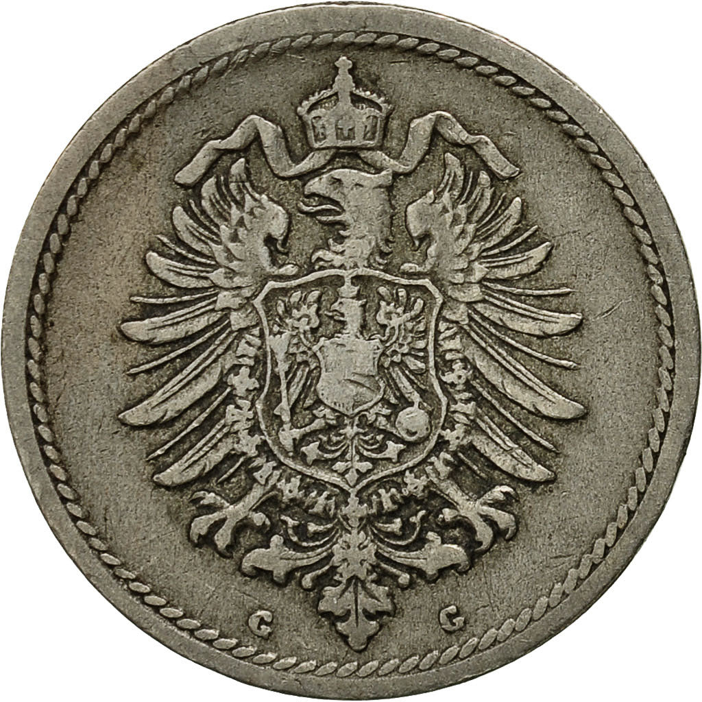 Coin, GERMANY - EMPIRE, Wilhelm I, 5 Pfennig, 1875, Karlsruhe, AU(50-53)