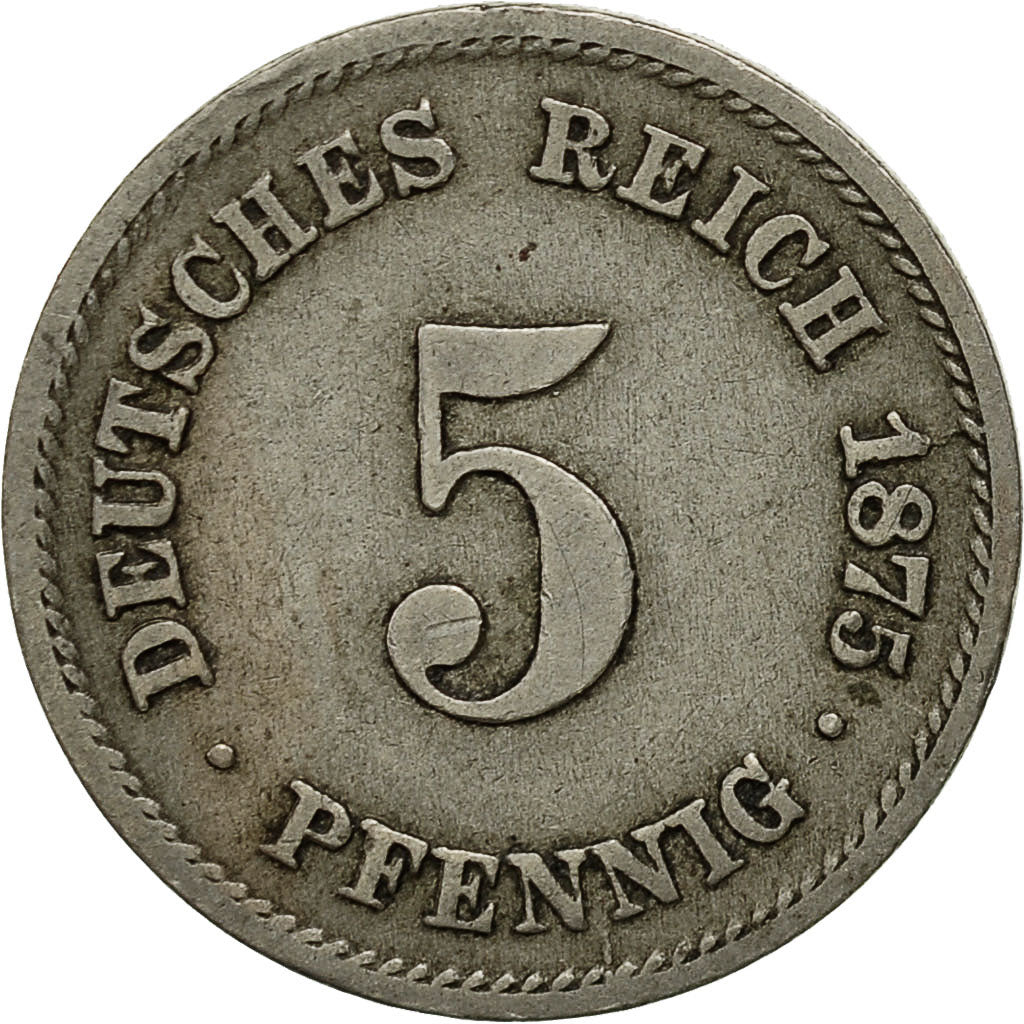 Coin, GERMANY - EMPIRE, Wilhelm I, 5 Pfennig, 1875, Karlsruhe, AU(50-53)