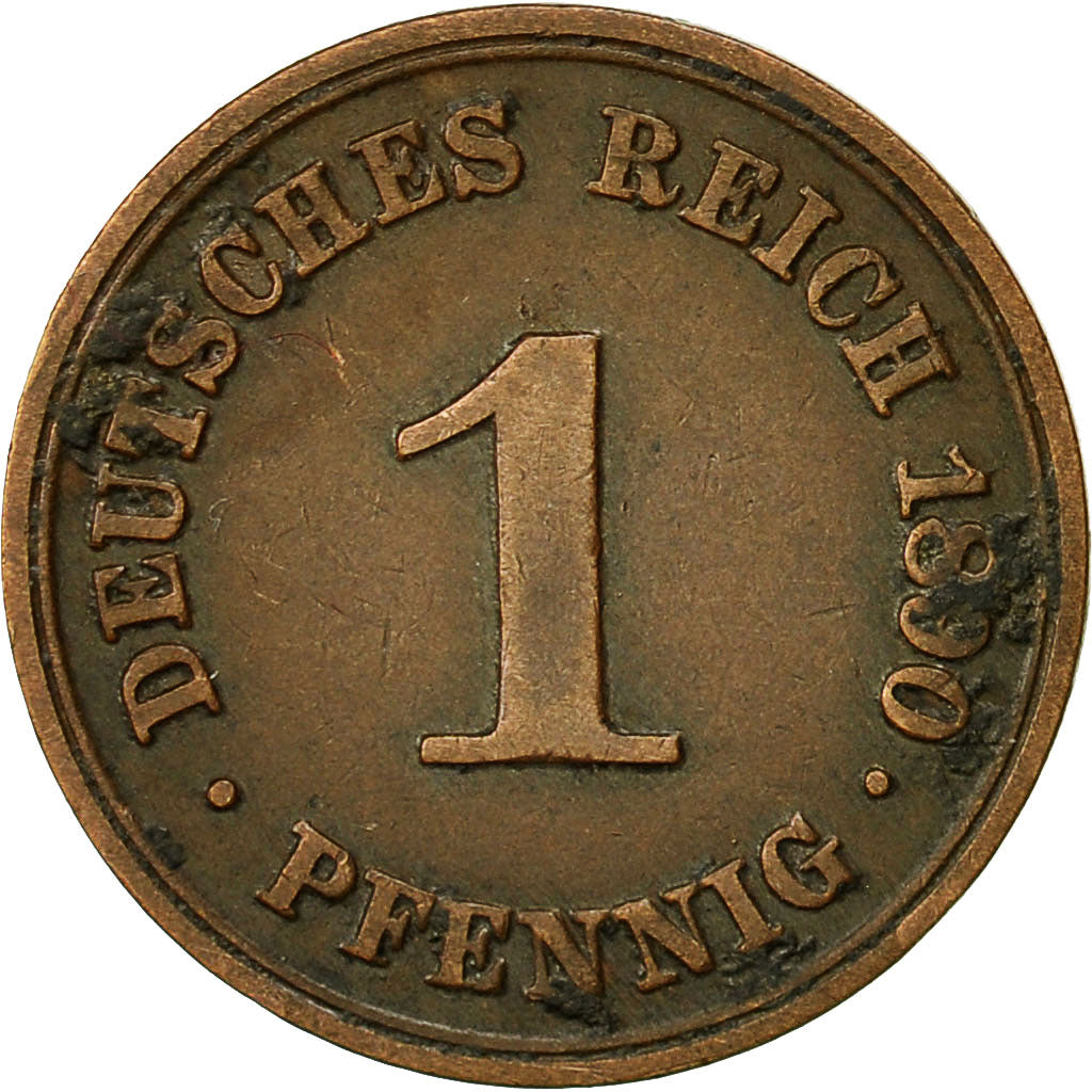 Coin, GERMANY - EMPIRE, Wilhelm II, Pfennig, 1890, Berlin, EF(40-45), Copper