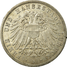 Coin, German States, LUBECK, 3 Mark, 1911, Berlin, AU(55-58), Silver, KM:215