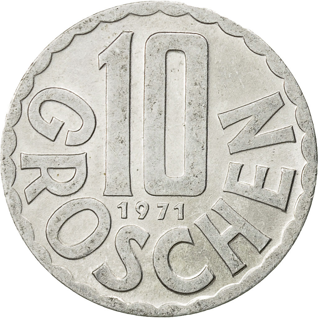 Coin, Austria, 10 Groschen, 1971, Vienna, AU(50-53), Aluminum, KM:2878