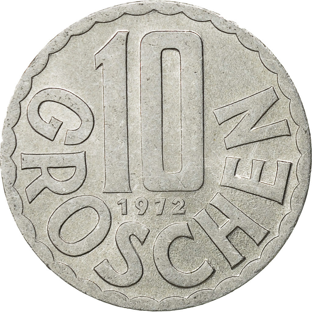 Coin, Austria, 10 Groschen, 1972, Vienna, EF(40-45), Aluminum, KM:2878