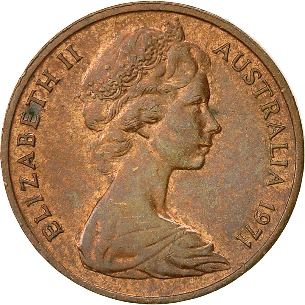 Moneda, Australia, Elizabeth II, Cent, 1971, MBC, Bronce, KM:62