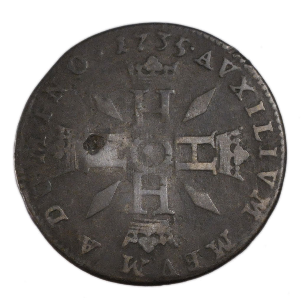 MONACO, 3 Sols, Pezetta, 1735, KM #85, EF(40-45), Billon, Gadoury #100, 4.00