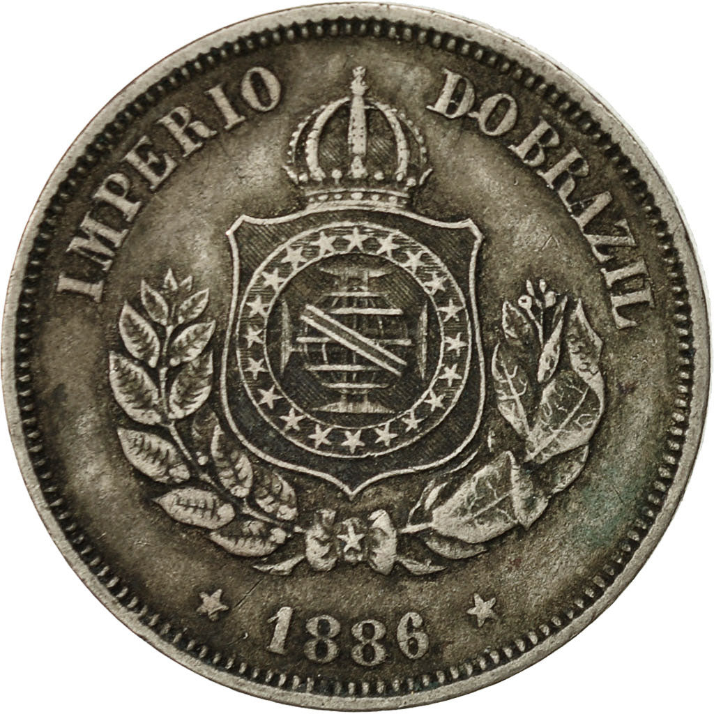 Coin, Brazil, Pedro II, 50 Reis, 1886, EF(40-45), Copper-nickel, KM:482