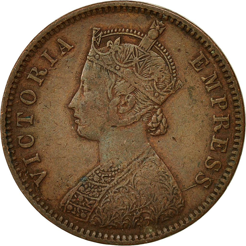 Coin, INDIA-BRITISH, Victoria, 1/4 Anna, 1887, EF(40-45), Copper, KM:486