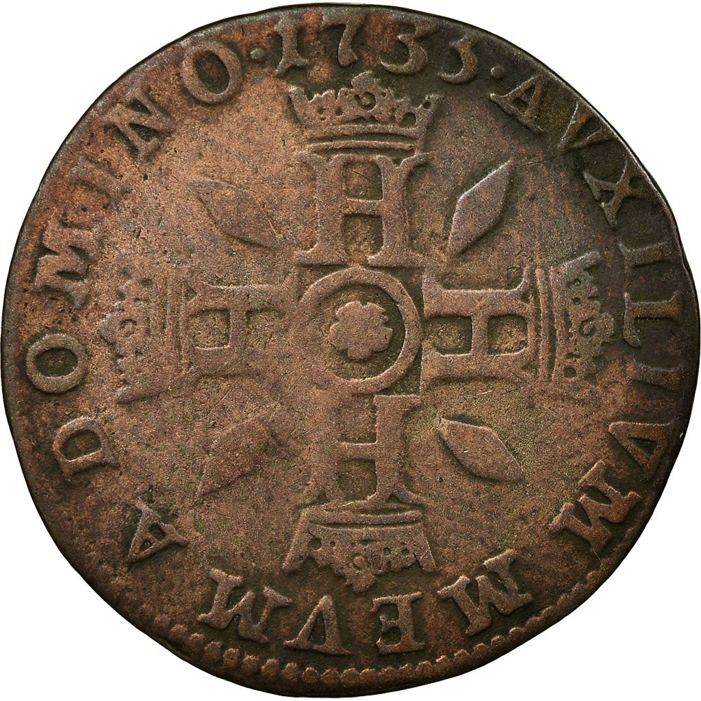 Coin, Monaco, Honore III, 1-1/2 Sols, 1/2 Pezetta, 1735, EF(40-45), Billon