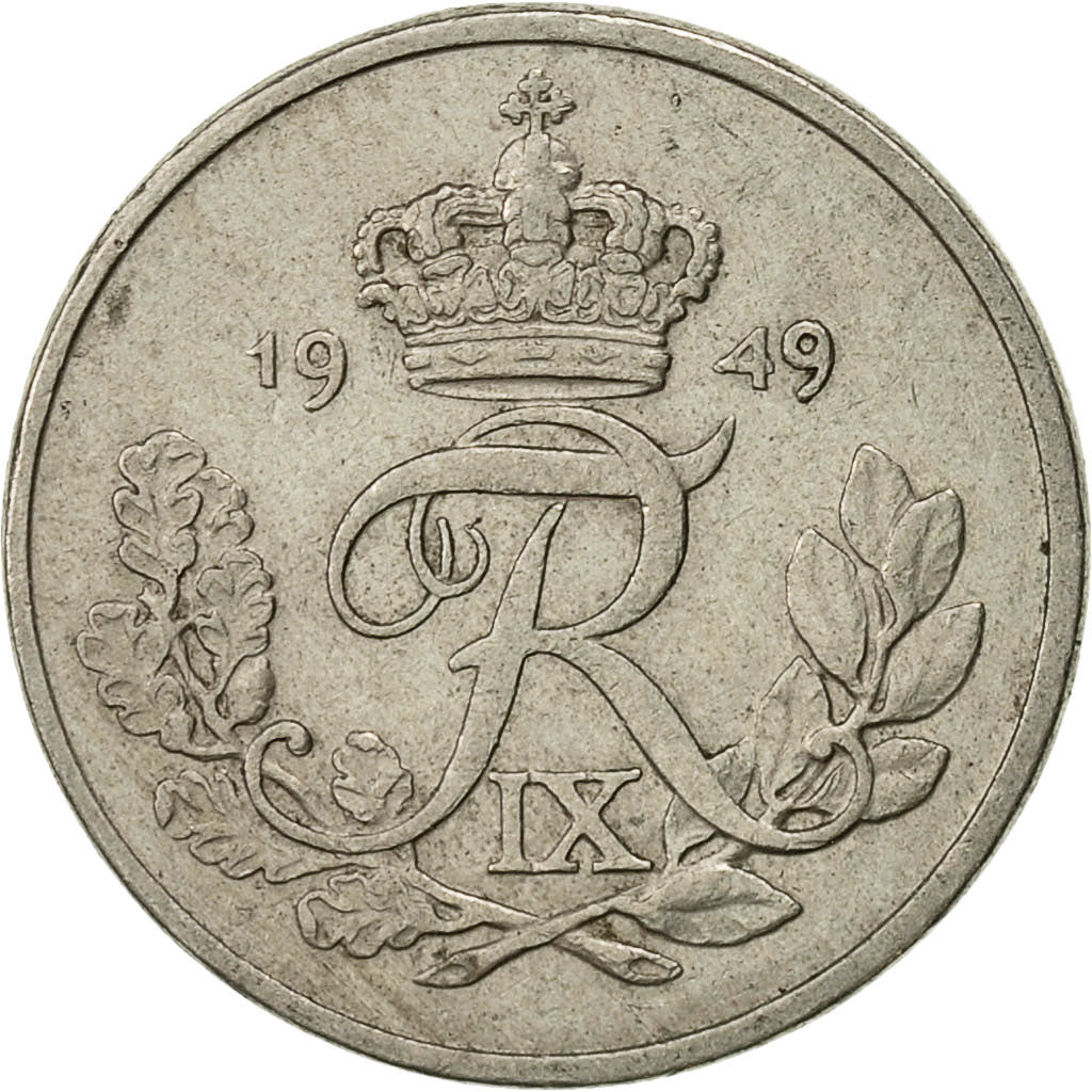 Moneta, Dania, Frederik IX, 10 Öre, 1949, Copenhagen, EF(40-45), Miedź-Nikiel