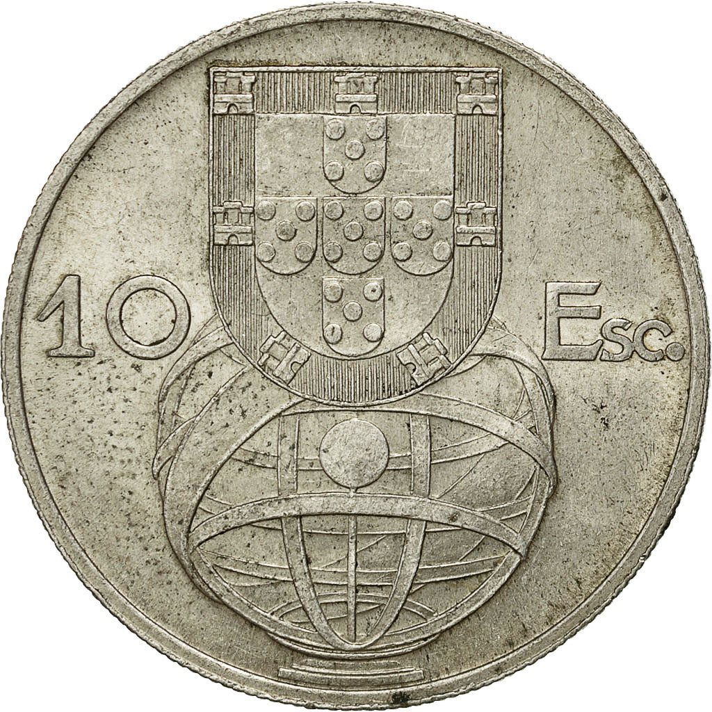 Coin, Portugal, 10 Escudos, 1954, AU(50-53), Silver, KM:586