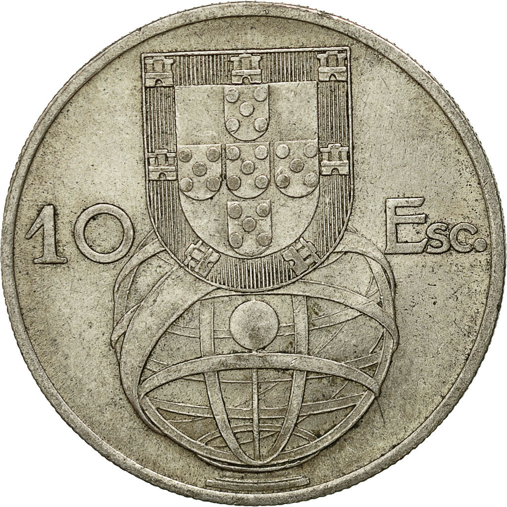 Coin, Portugal, 10 Escudos, 1954, AU(50-53), Silver, KM:586