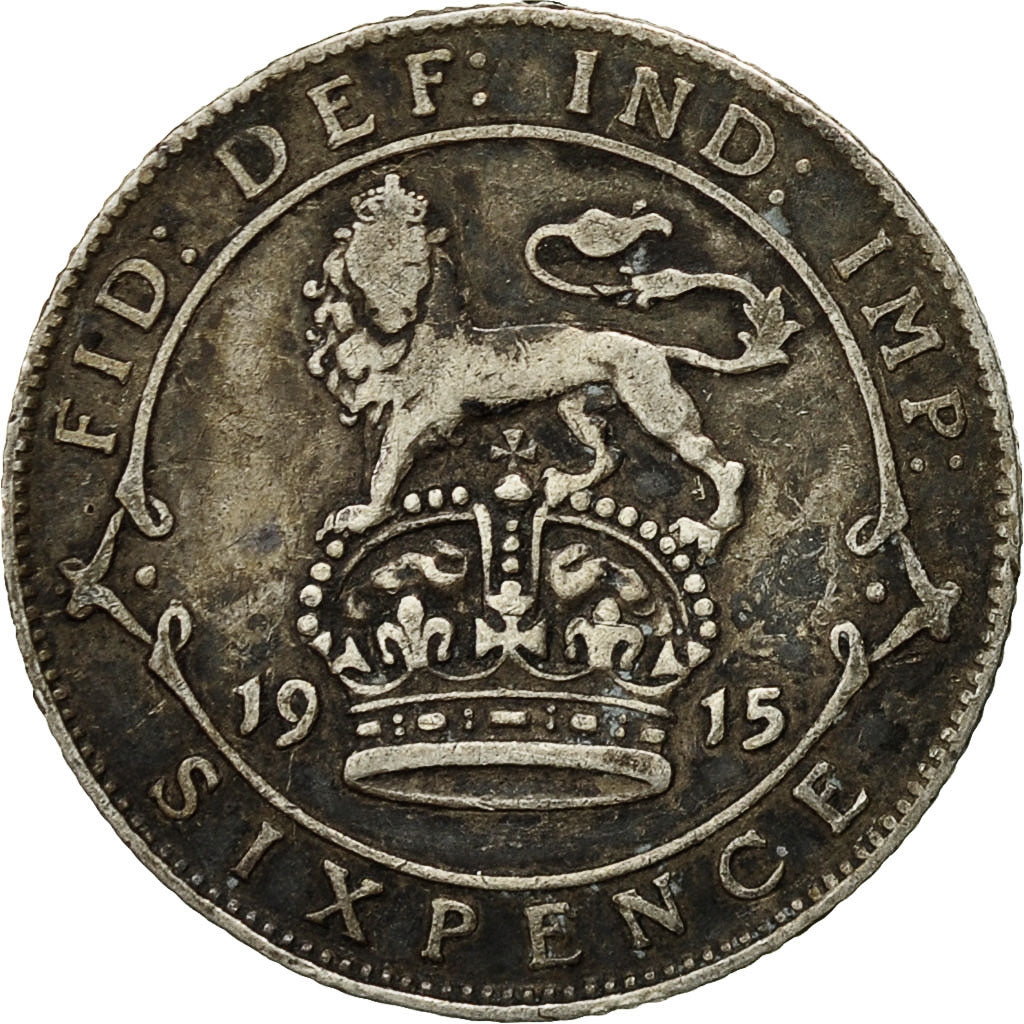 Coin, Great Britain, George V, 6 Pence, 1915, EF(40-45), Silver, KM:815