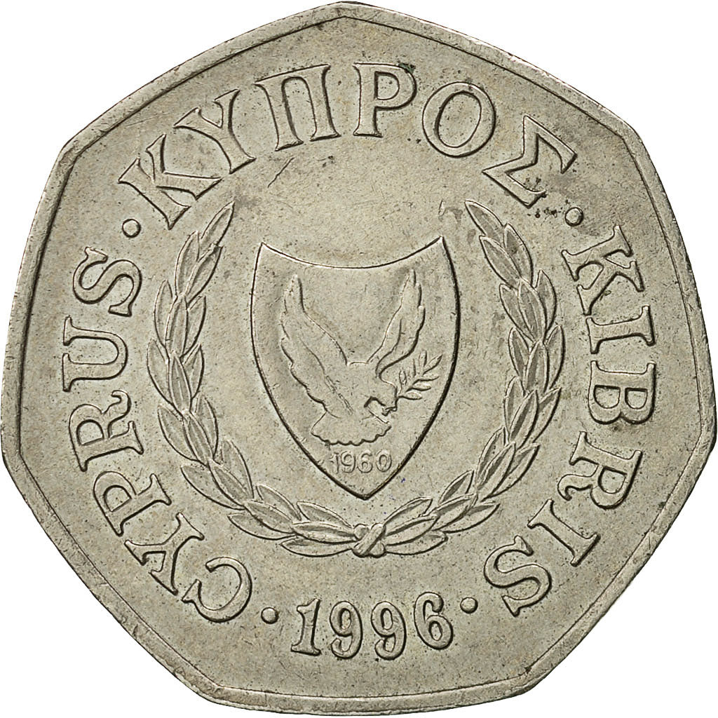 Coin, Cyprus, 50 Cents, 1996, AU(50-53), Copper-nickel, KM:66