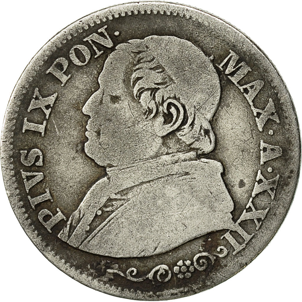 Coin, ITALIAN STATES, PAPAL STATES, Pius IX, 10 Soldi, 50 Centesimi, 1868