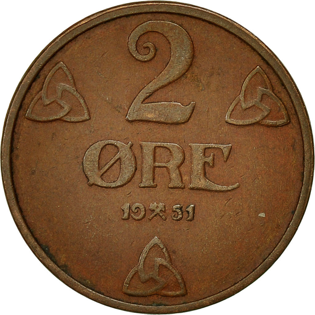 Coin, Norway, Haakon VII, 2 Öre, 1951, EF(40-45), Bronze, KM:371