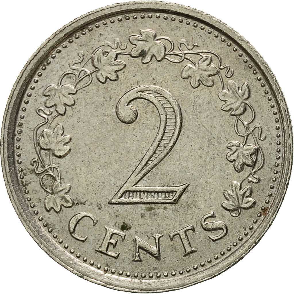 Moneda, Malta, 2 Cents, 1977, British Royal Mint, MBC, Cobre - níquel, KM:9