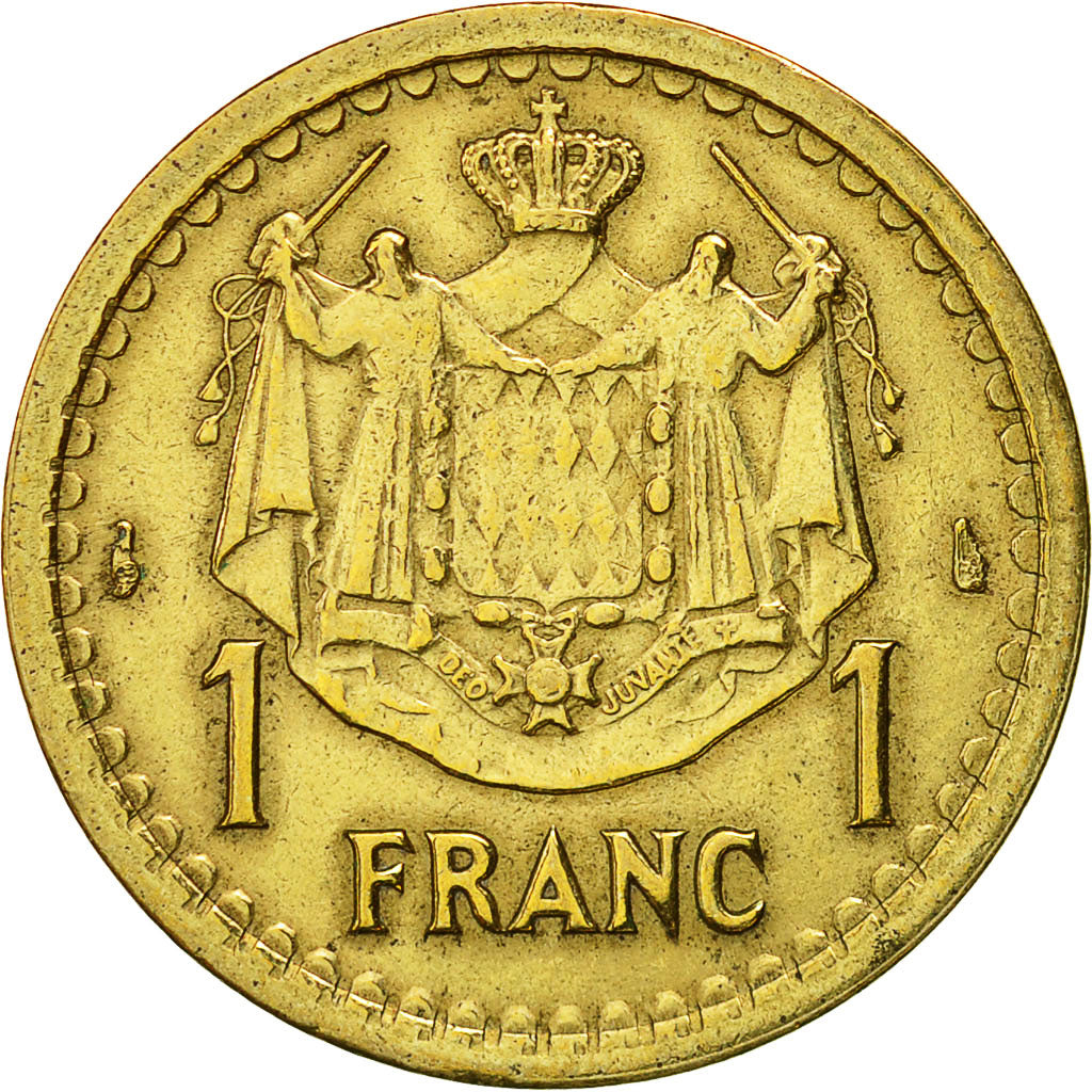 Coin, Monaco, Louis II, Franc, Undated (1943), Poissy, EF(40-45), Aluminum