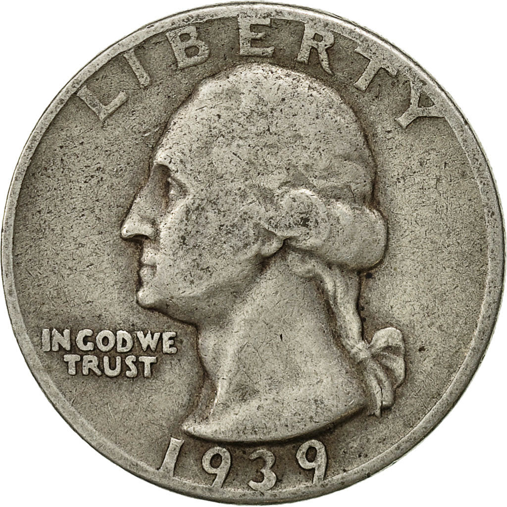 Coin, United States, Washington Quarter, Quarter, 1939, U.S. Mint, Philadelphia