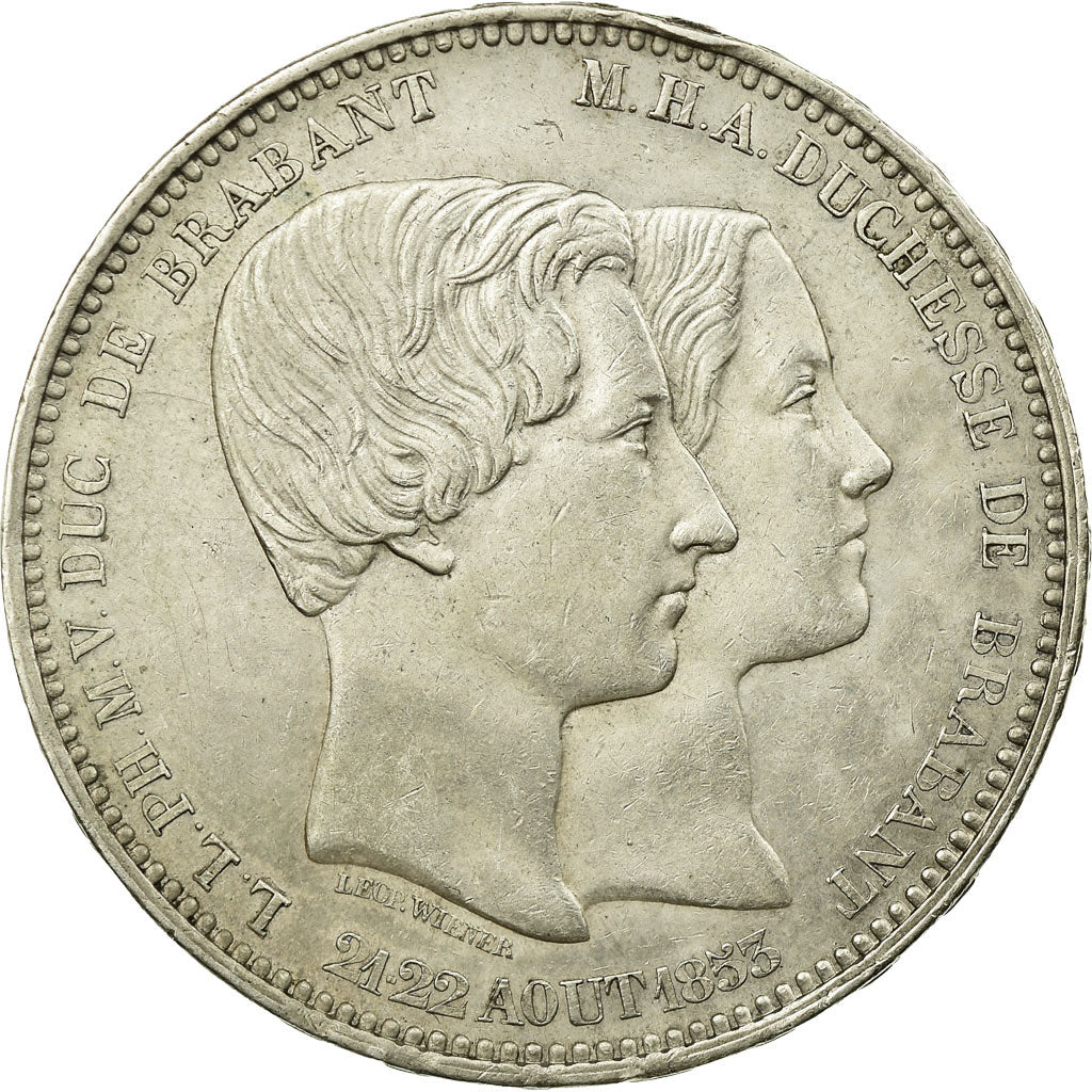 Coin, Belgium, Leopold I, 5 Francs, 1853, AU(55-58), Silver, KM:2.1