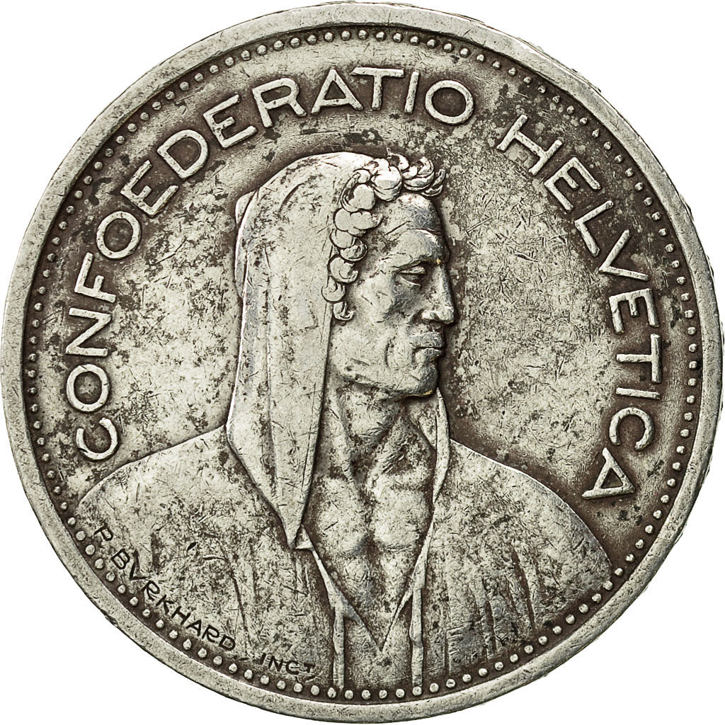 Coin, Switzerland, 5 Francs, 1954, Bern, EF(40-45), Silver, KM:40