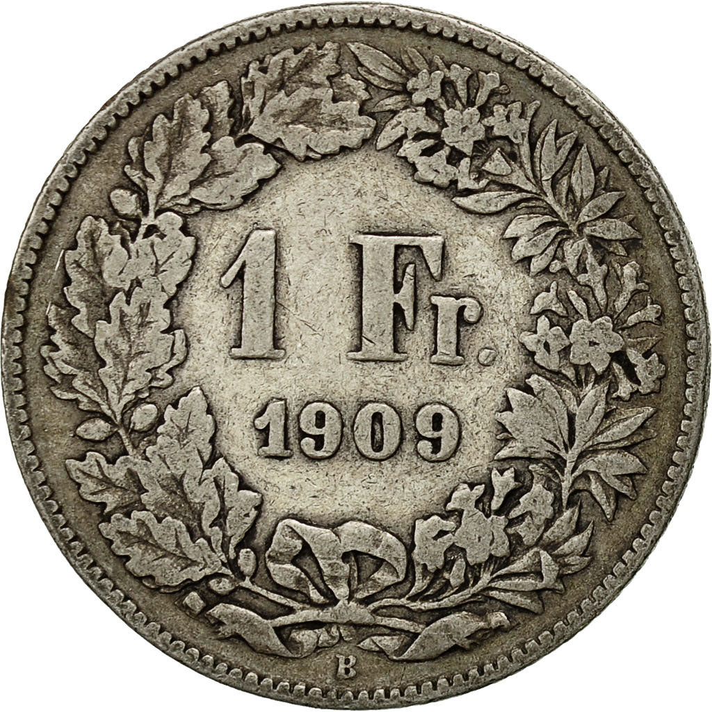 Coin, Switzerland, Franc, 1909, Bern, EF(40-45), Silver, KM:24
