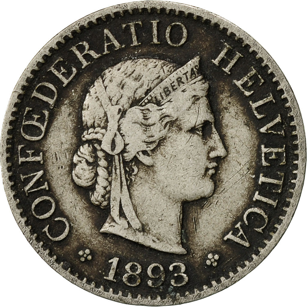 Coin, Switzerland, 5 Rappen, 1893, Bern, EF(40-45), Copper-nickel, KM:26