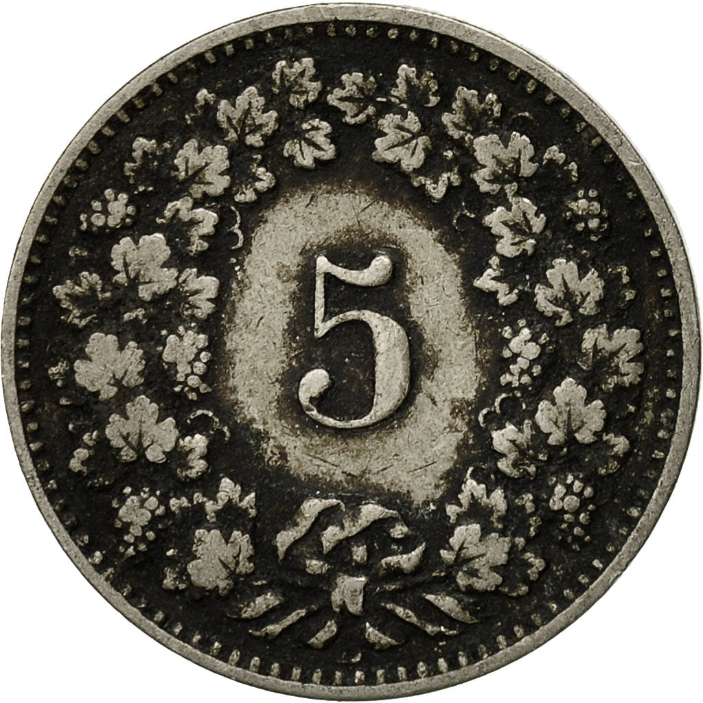Coin, Switzerland, 5 Rappen, 1893, Bern, EF(40-45), Copper-nickel, KM:26