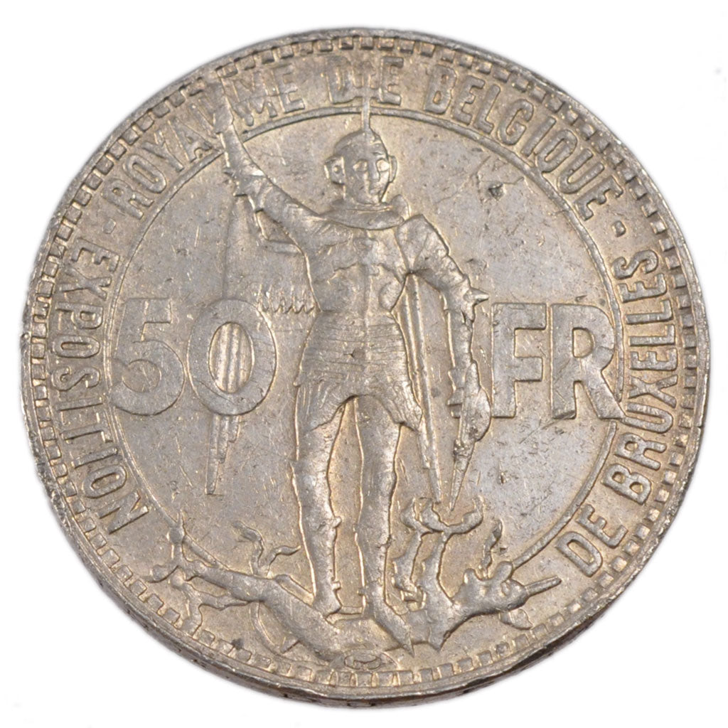 Belgium, 50 Francs, 1935, EF(40-45), Silver, 22.00