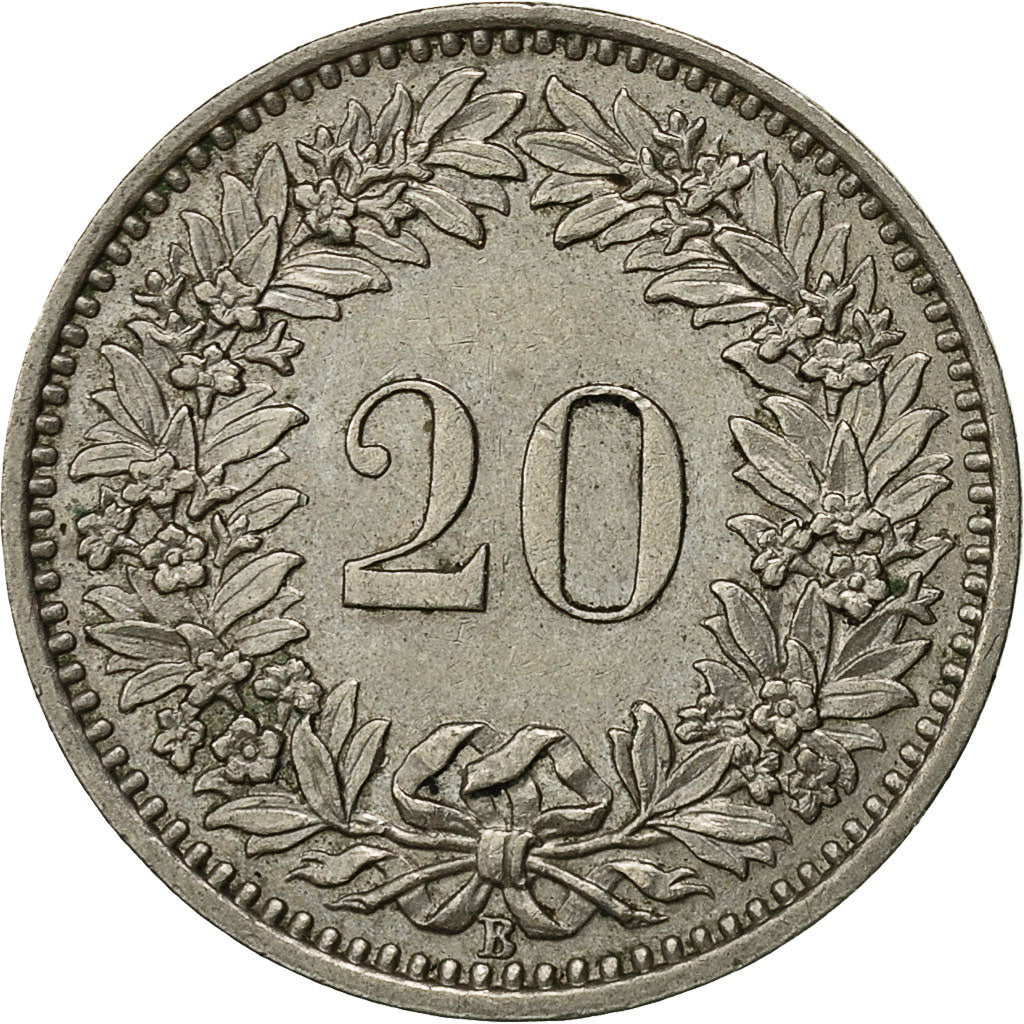 Moneda, Suiza, 20 Rappen, 1958, Bern, MBC+, Cobre - níquel, KM:29a
