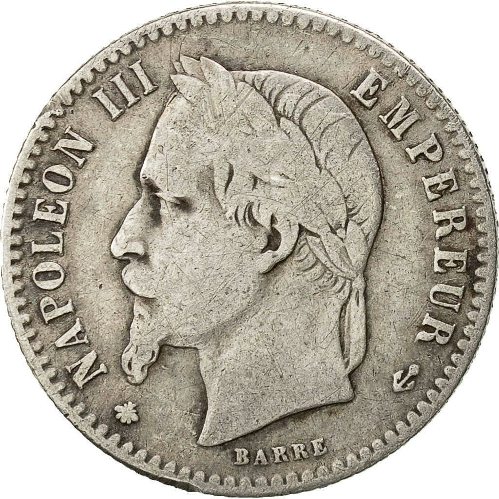 Moneda, Francia, Napoleon III, Napoléon III, 50 Centimes, 1865, Paris, BC+